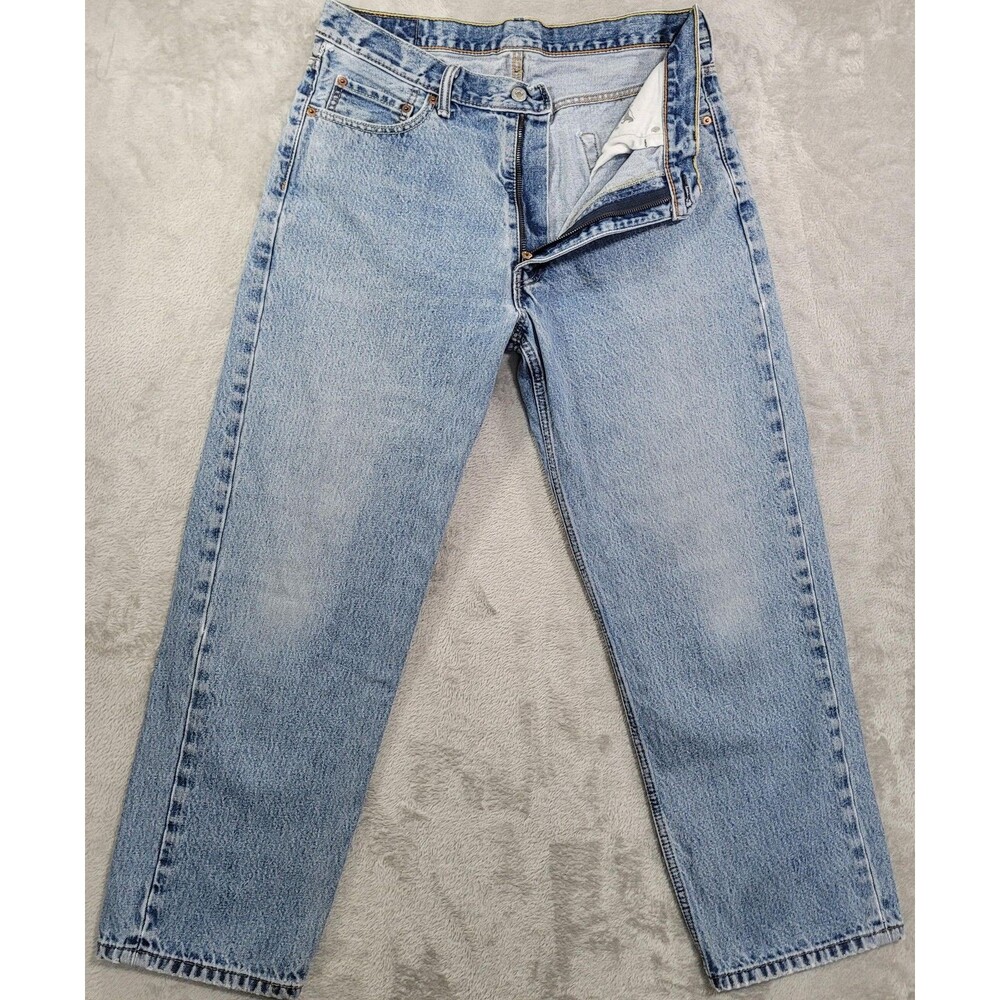 Levi's 550 Jeans Mens 36x30 Blue Light Wash Relaxed Tapered Zip Fly Denim Cotton